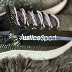Justice Black and Silver Kids Sneakers